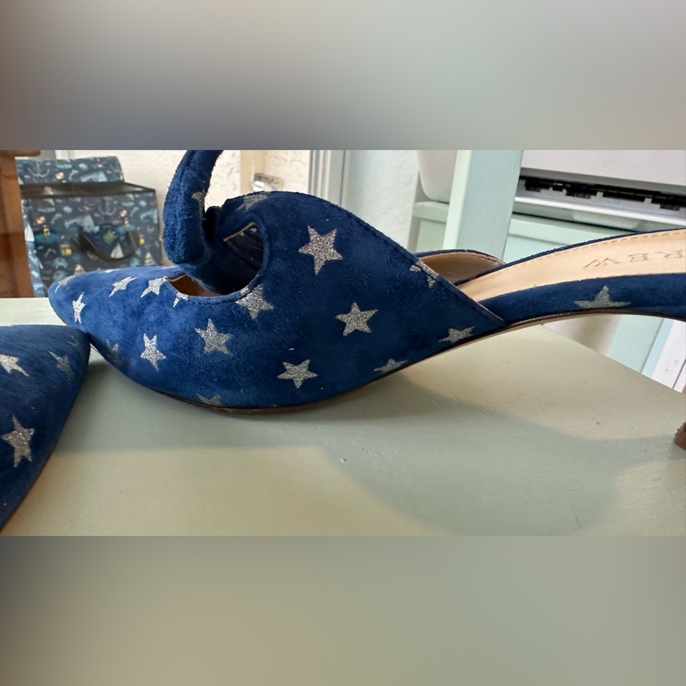 J. Crew Blue Star-Print Pointed Toe Knot Mules - Picture 11 of 12